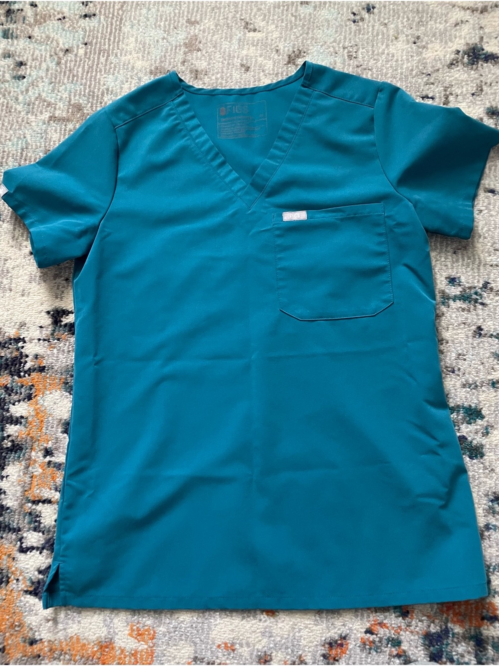 Figs Teal V-Neck Medical Scrub Top